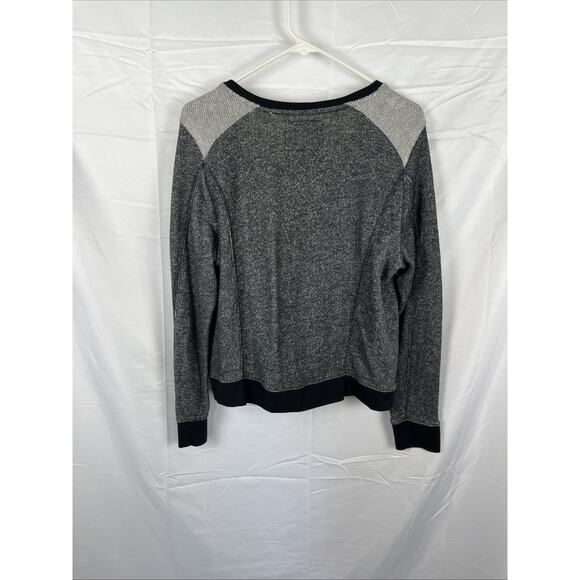 DKNY Womens Large Jacket Gray Long Sleeve Colorblock Raw Slanted Zipper - Picture 6 of 7